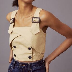 Anthropologie Eva Franco Trench Buttoned Blouse with Straps NWT